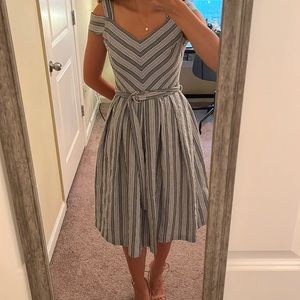 Blue and white striped dress